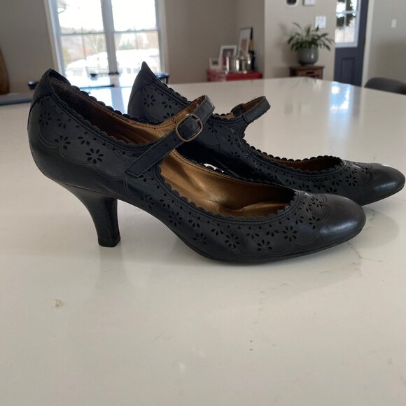 Black Leather Mary Janes With Low Stilleto Heel - Size 39 EU - Picture 3 of 5